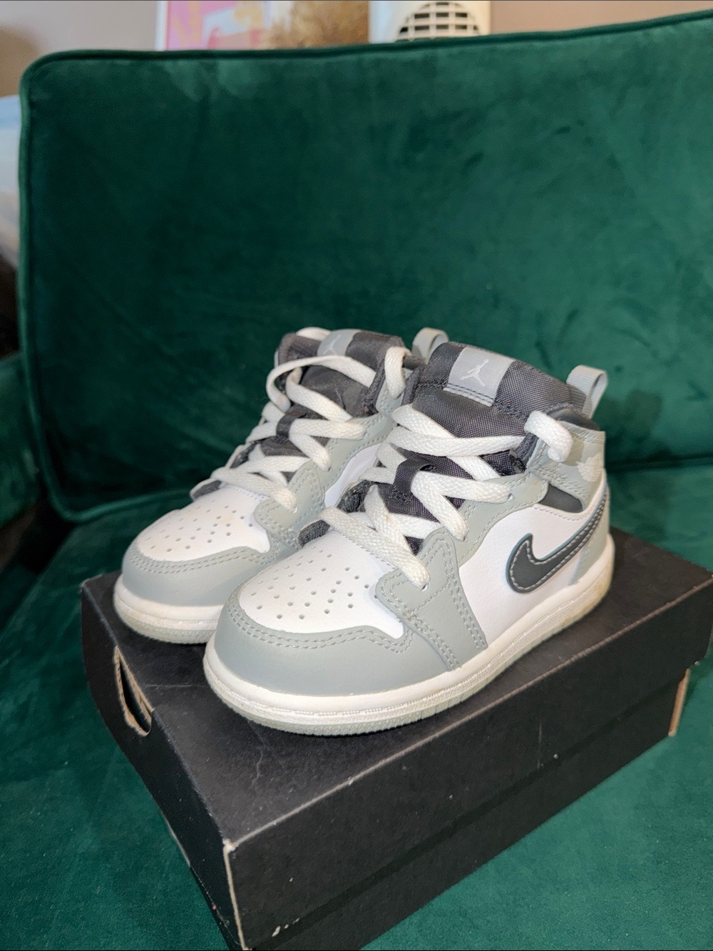 Nike Kids Gray, White and Black Mid-Top Sneakers